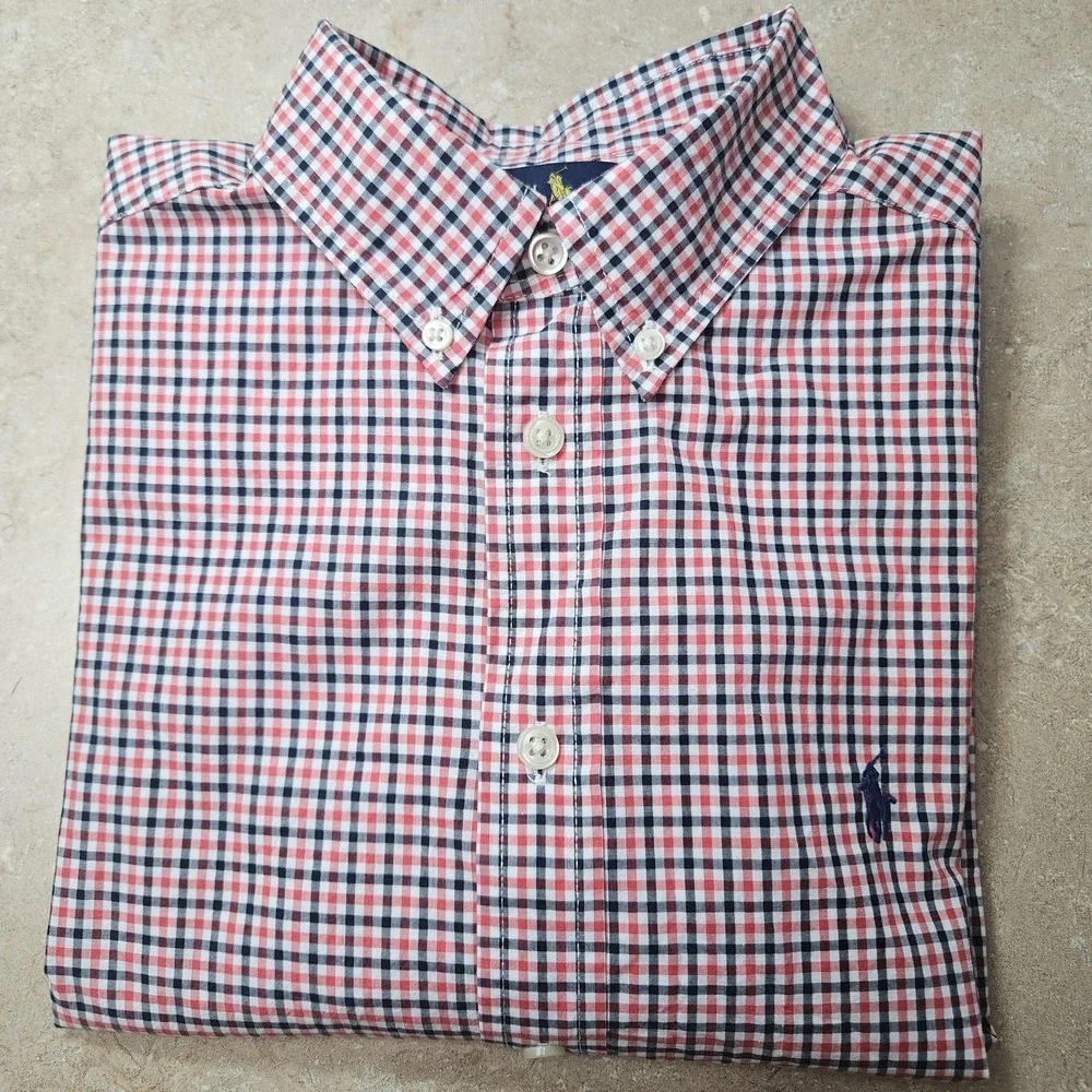 Ralph Lauren‎ Shirt Boys Large 14-16 Button Down Preppy Check Dress Casual
